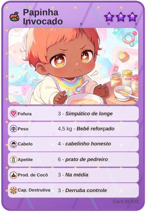 Carta real de exemplo do BabyTrunfo
